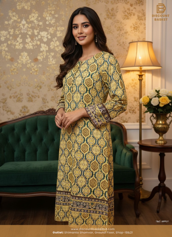 Pakistani Slub Cotton Printed Dress